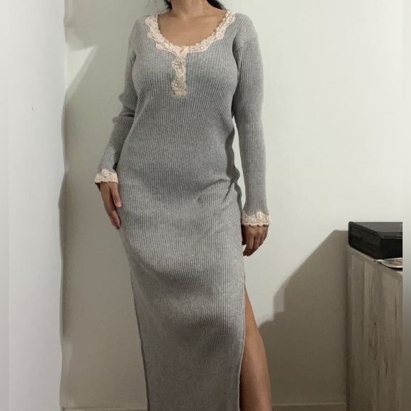 Vintage 90s Victoria’s Secret ribbed lace cotton slip dress - Picture 3 of 13